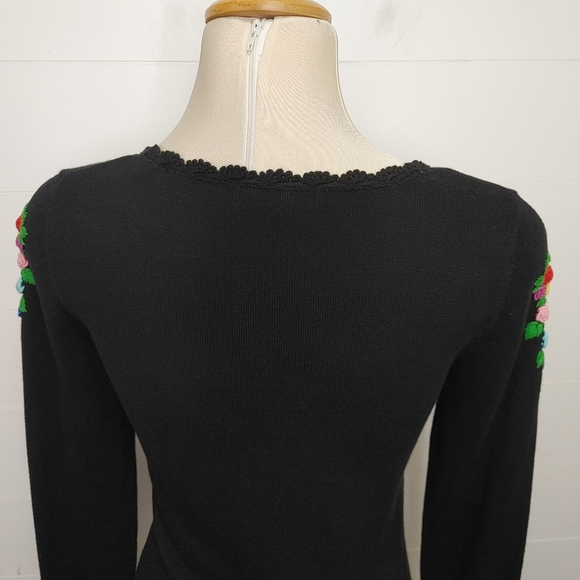 Vintage Betsey Johnson floral embroidered cardigan S - Picture 8 of 14